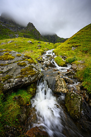 A Waterfall near Ballstad in the Lofoten Islands of Norway