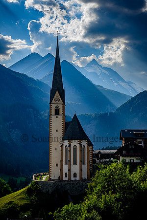 Church Sunset near Grossglockner Austria